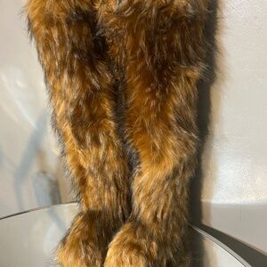 Unique thigh high faux fur boots